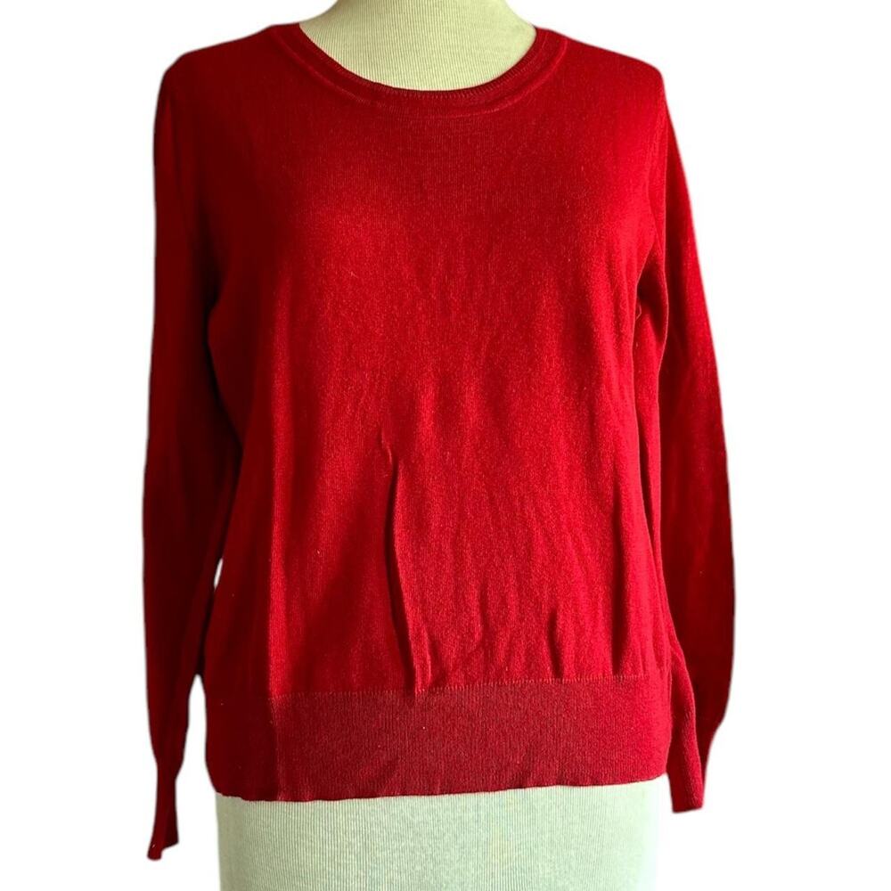 Womens Sweater Size Large Petite Red Classic Academia Professional Preppy Office